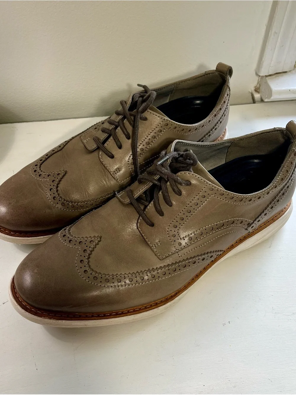 Cole Haan Men's Wingtip Lace-Up Dress Shoes Pewter 11 1/2 M